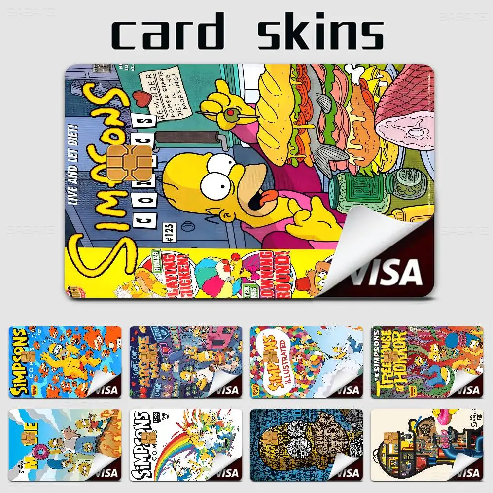 Animation S-Simpsons Classics Cartoon Credit Card Skin Stickers for Bank Card Bus Metro Card Sticker Waterproof Women Gift
