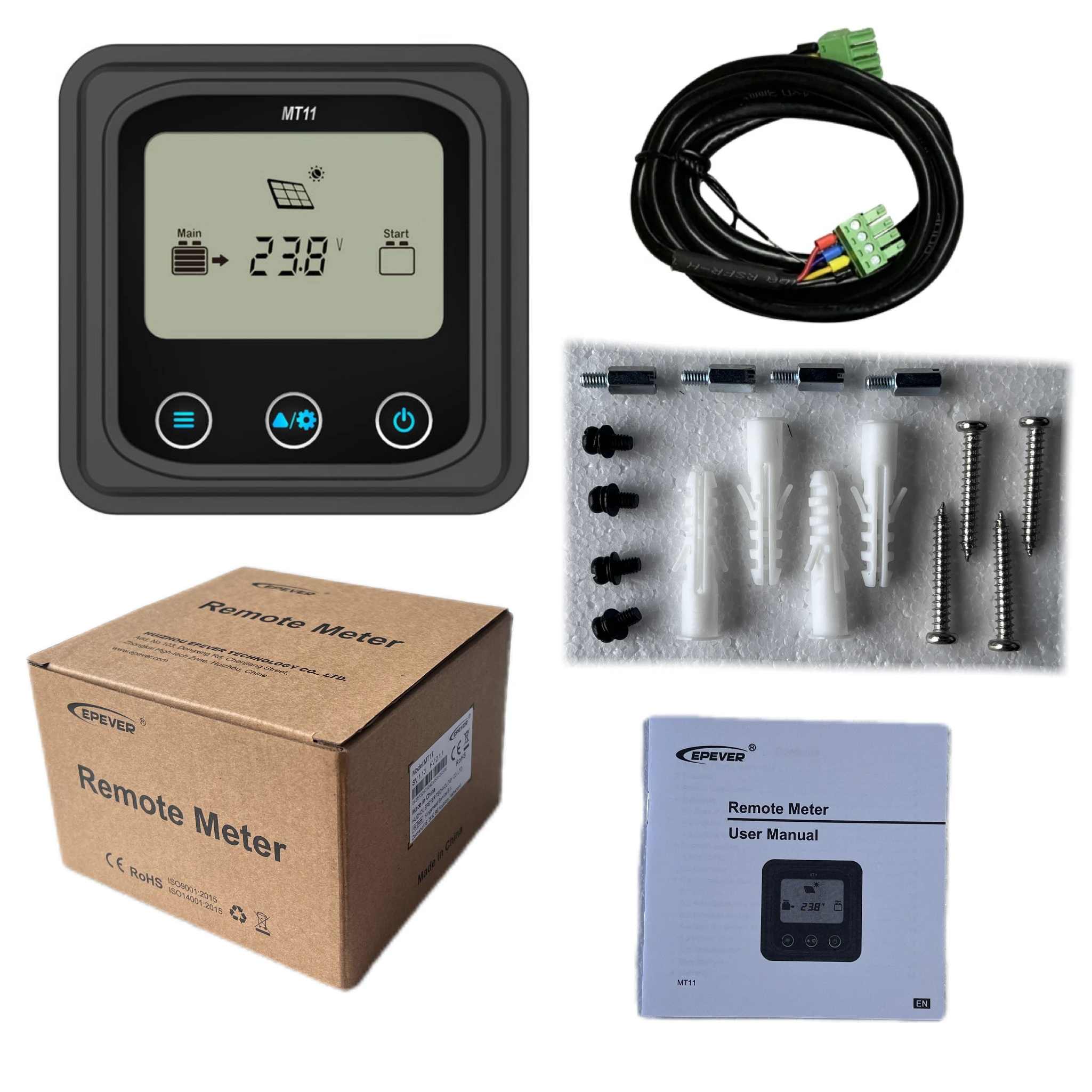 EPEVER MT11 Remote Meter For DuoRacer Series MPPT Solar Charge Controller With LCD Display Monitor Data