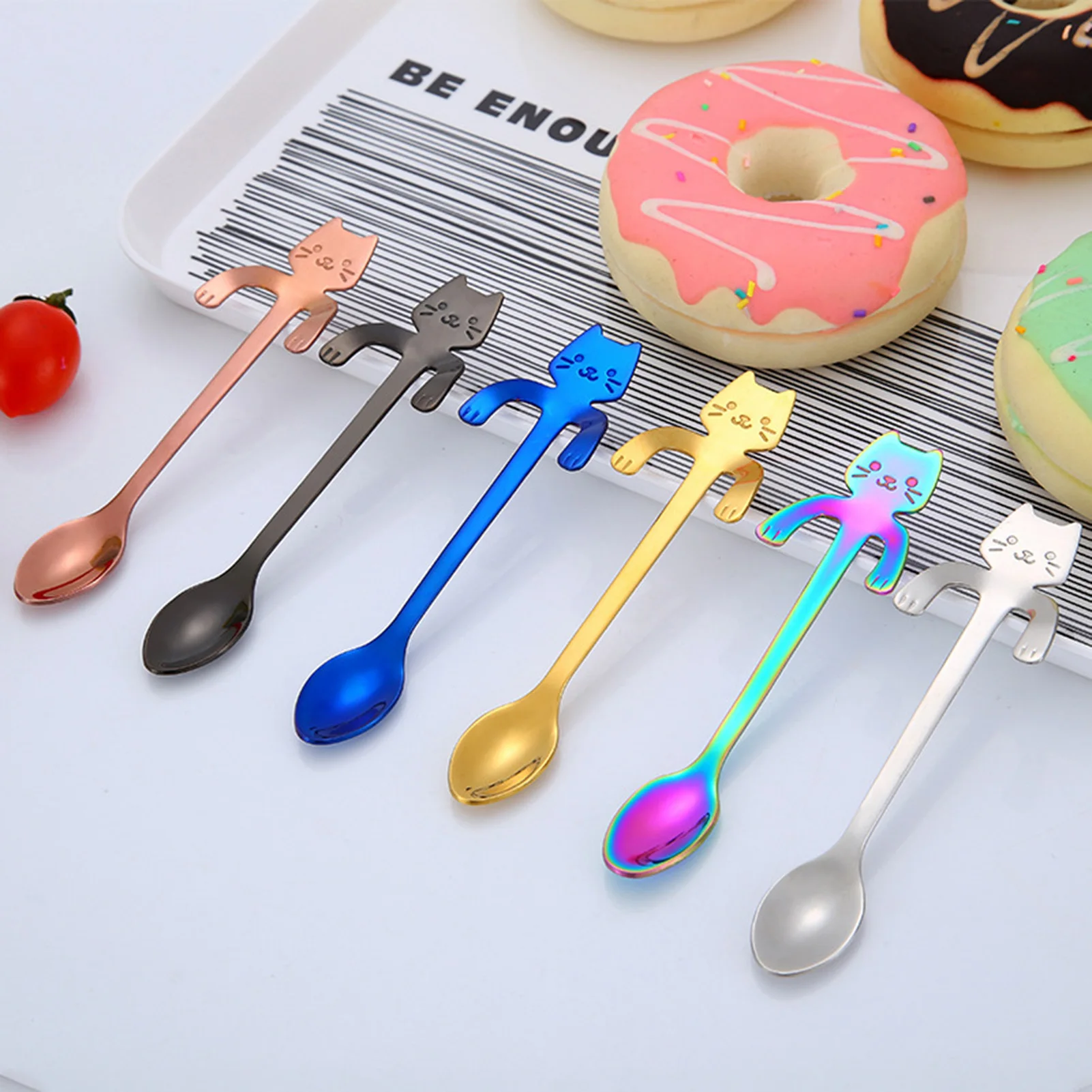 Cat Spoon Coffee Teaspoon Easy to Clean Tea Cat Spoon for Office Home and Coffee House IMNT