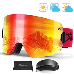 Óculos de esqui magnéticos para homens e mulheres Óculos de snowboard Camadas duplas Anti-Fog Proteção UV400 Óculos de neve grandes Óculos de esqui