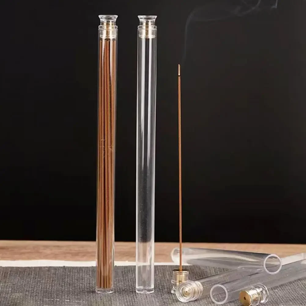 Acrylic Detachable Airtight Lid Incense Holder Home Incenses Burner Yoga Meditation Incense Storage Box 6Pcs Incense Stick Tube