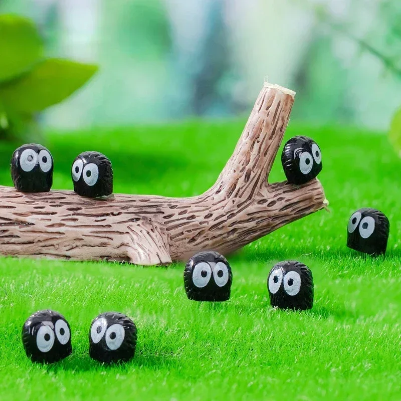 Black Briquettes Elfs Mini Dust Ball Figure Anime Totoro Miniature Figurines Fairy Garden Ornaments Home Accessories