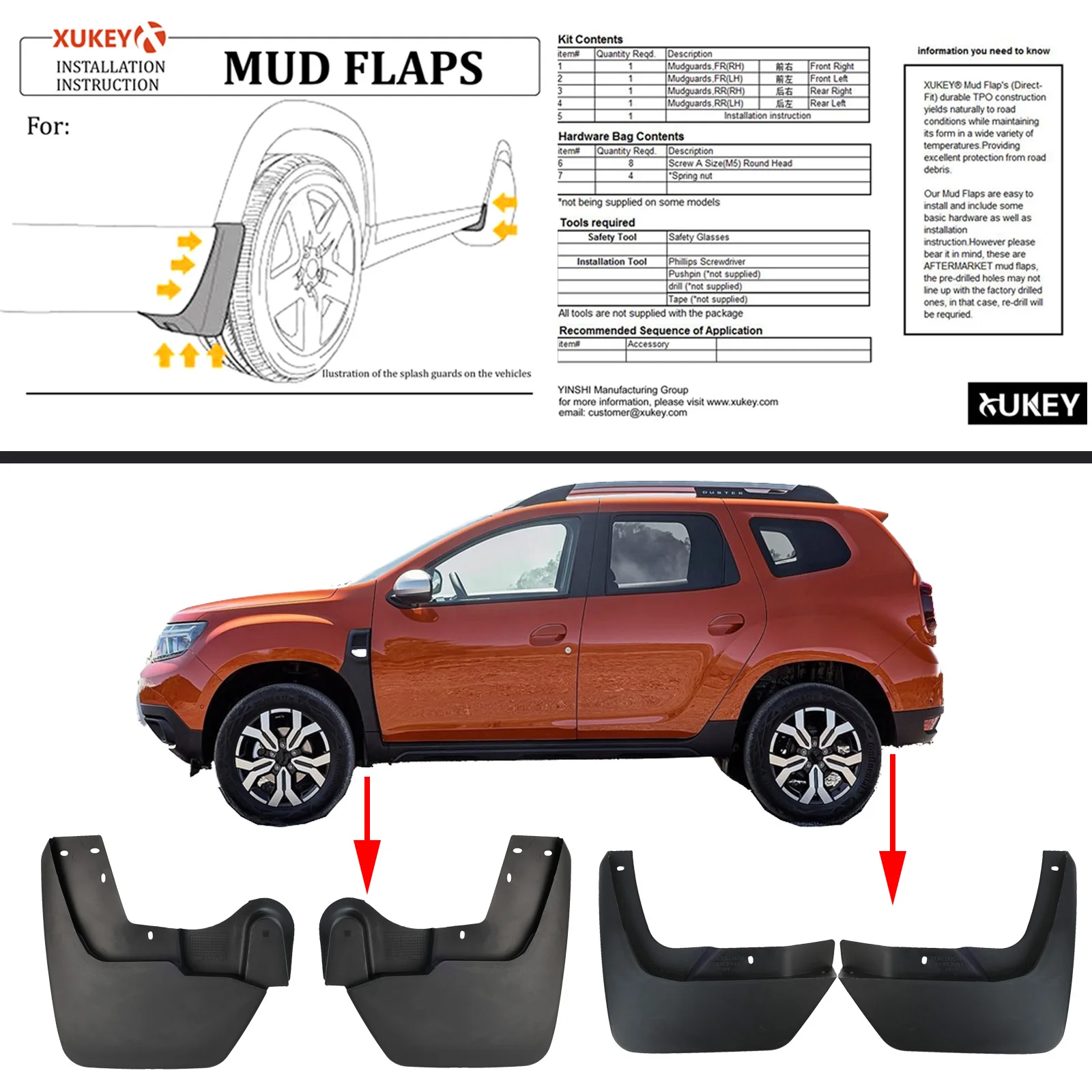 4Pcs For Renault Dacia Duster II Splash Guards mudguards Fender Mudflap Mud Flaps Mud Guard Front Rear Car Accessories 2017-2023