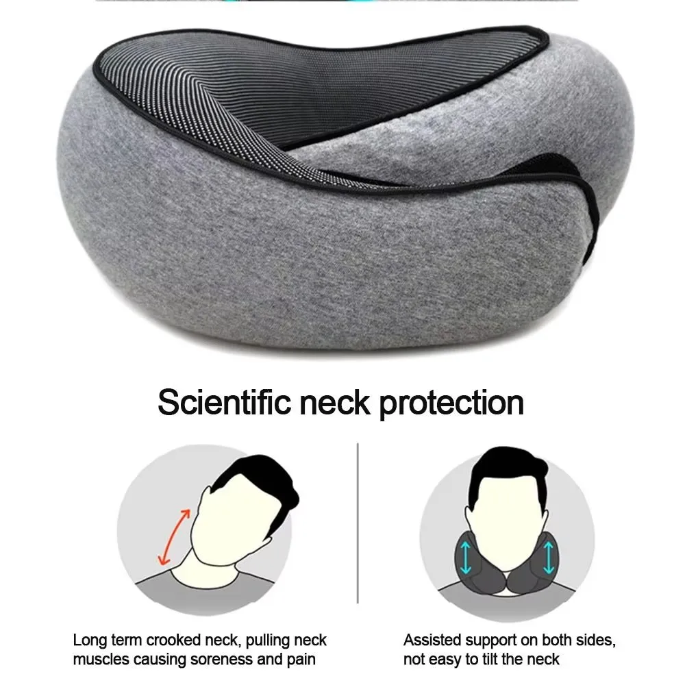 U-shaped Travel Neck Pillow Memory Foam Pillow Snail Style Travel Neck Support Portable Adjustable Soft Noon Break Sleep Pillows