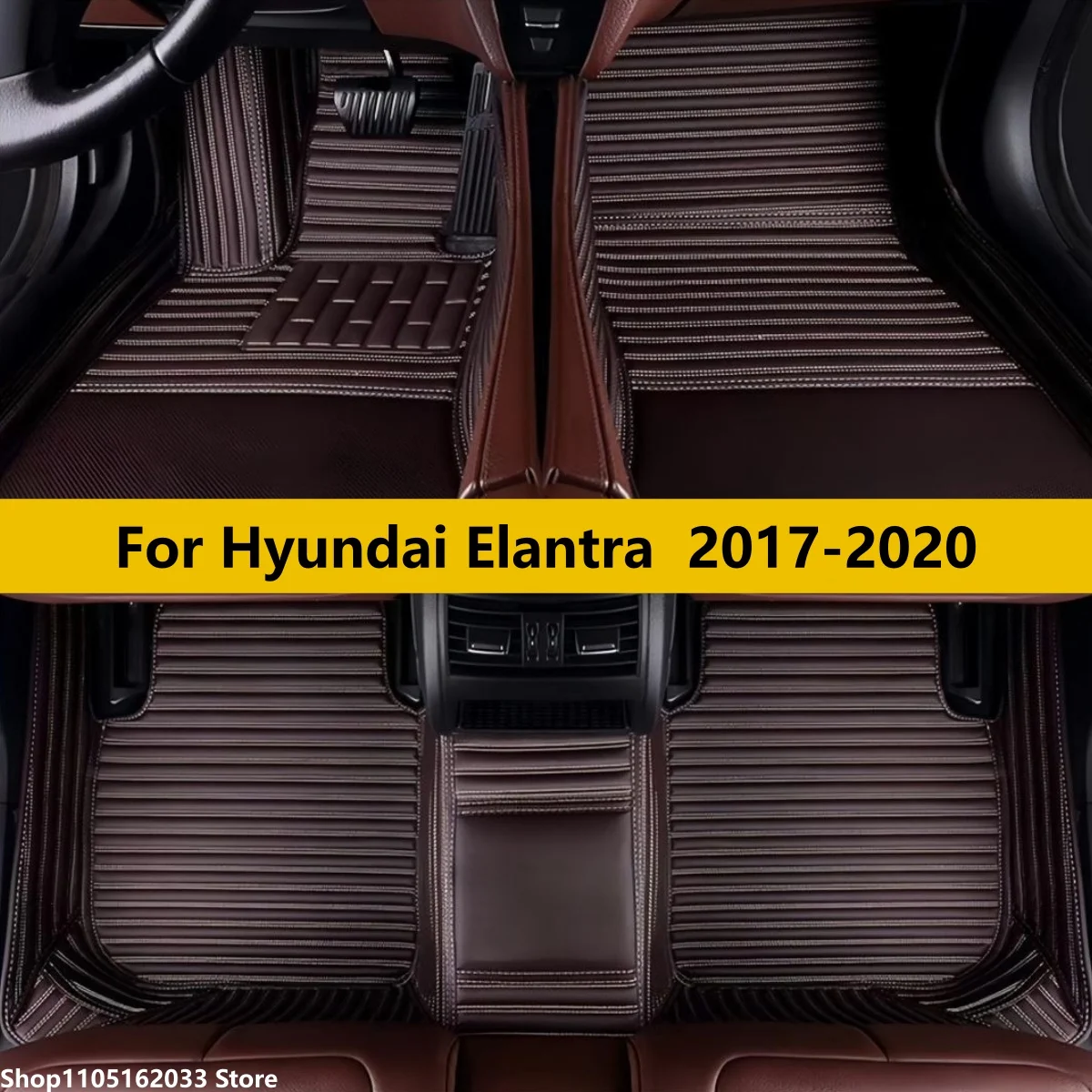 

Custom Car Floor Mats For Hyundai Elantra 2017 2018 2019 2020 Automotive Leather Foot Carpets Pads Full Set Vehicle Matts