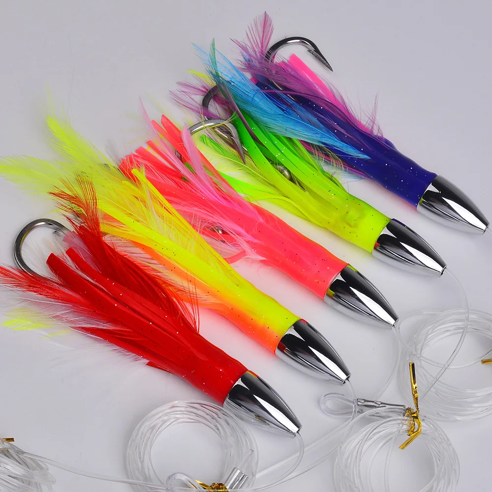 PROBEROS 1 Stück 15CM/48G Professionelle Meereskalmar-Angelköder mit Drahtköder und Weichköder zum Schleppangeln auf Thunfisch – Detail 10