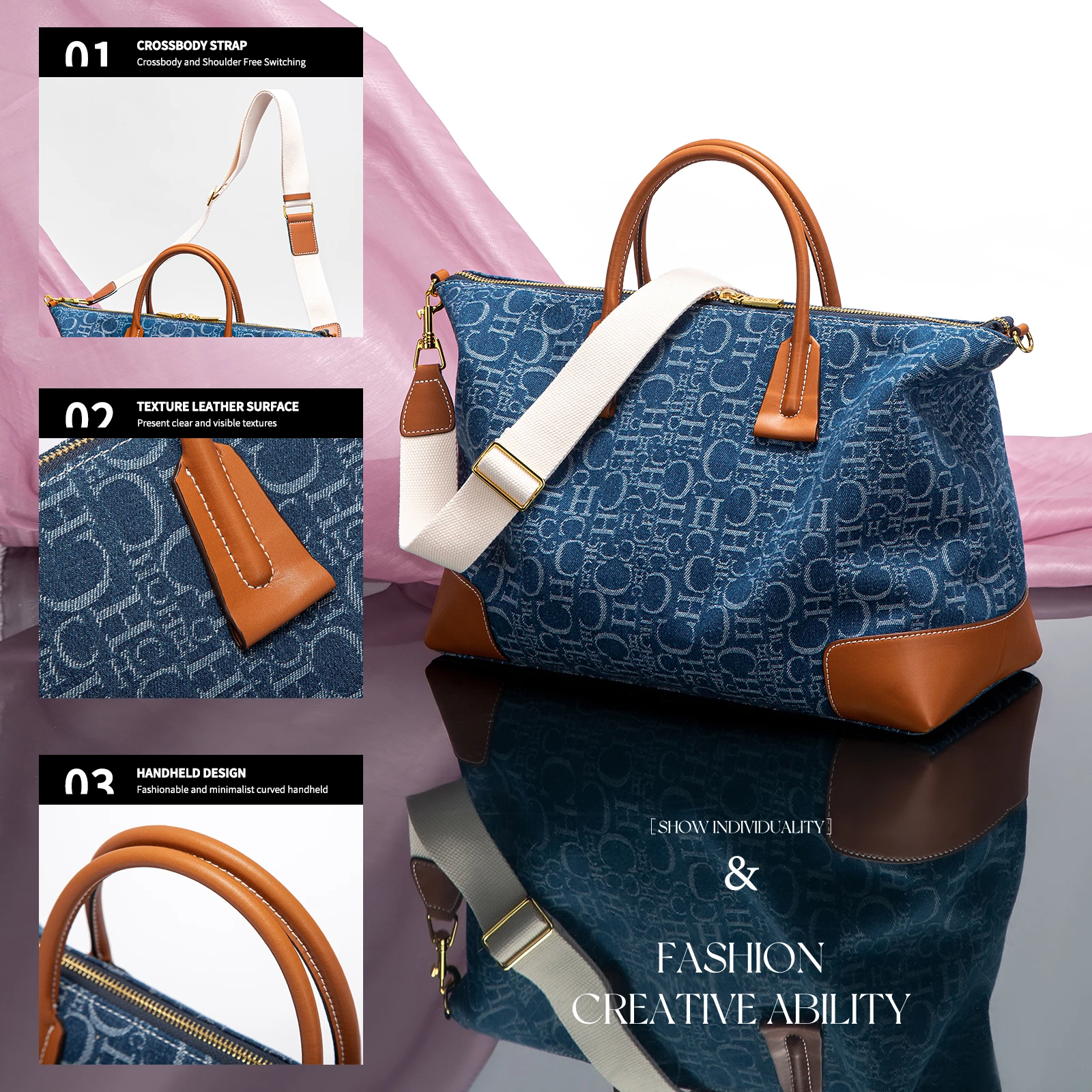 Letter Printing Fashion Women\'s Handbag Large Capacity Design Simple Hundred Classic Retro Women\'s Shoulder Bag
