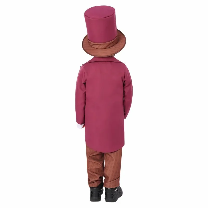 2025 NewMovie Willy Cosplay Fancy Chocolate Factory Costume Disguise Kids Boys Roleplay Outfit Men Haloween Carnival Party S AA