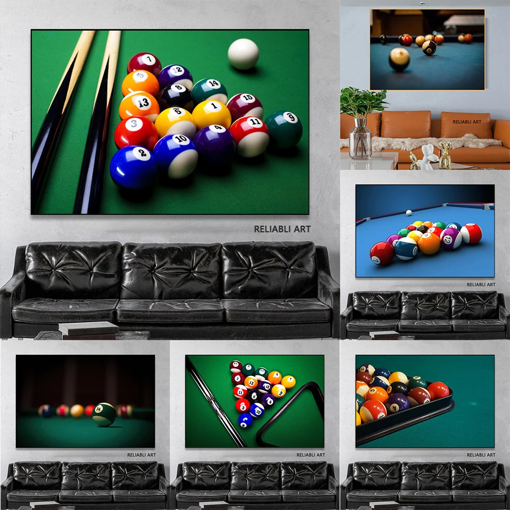 Modern Billiards Wall Pictures Snooker Canvas Painting Wall Art Modern Sports Posters Living Room Club Wall Decor No Frame
