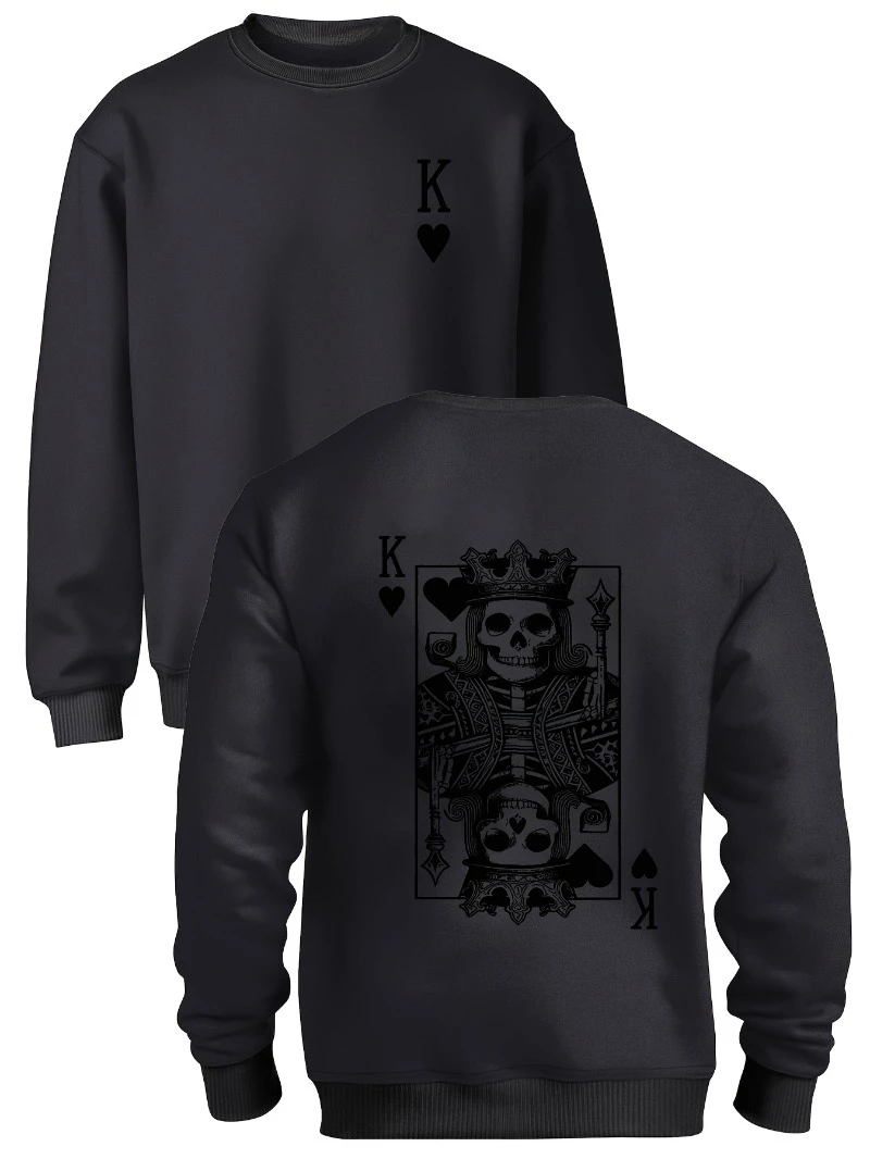 

Poker Pattern Double Sided Printed Sweater Mens 2025 Autumn and Winter Round-neck Hoodie Is for Both Men and Women Top