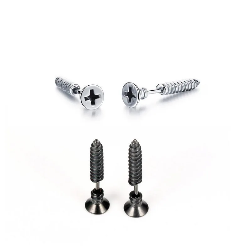 Gothic Unisex Punk Rock Stainless Steel Nail Earrings for Men Momen Stud Earrings Novelty Party Jewelry