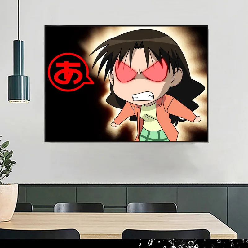 Azumanga Daioh ملصق جدار لغرفة المعيشة ملصق فني الديكور نسيج الساتان الألوان الزاهية لا الإطار موردن طباعة الجدار