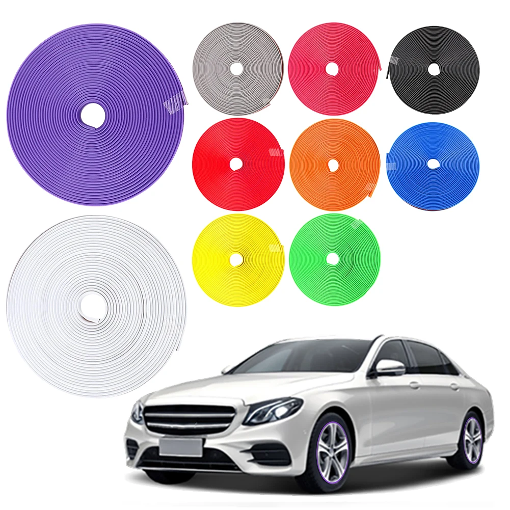 8M Car Rim Protection Strips with Adhesion Promoter Car Wheel Decorative Strips Wheel Hub Anti-Scratch Strips Car Accessories