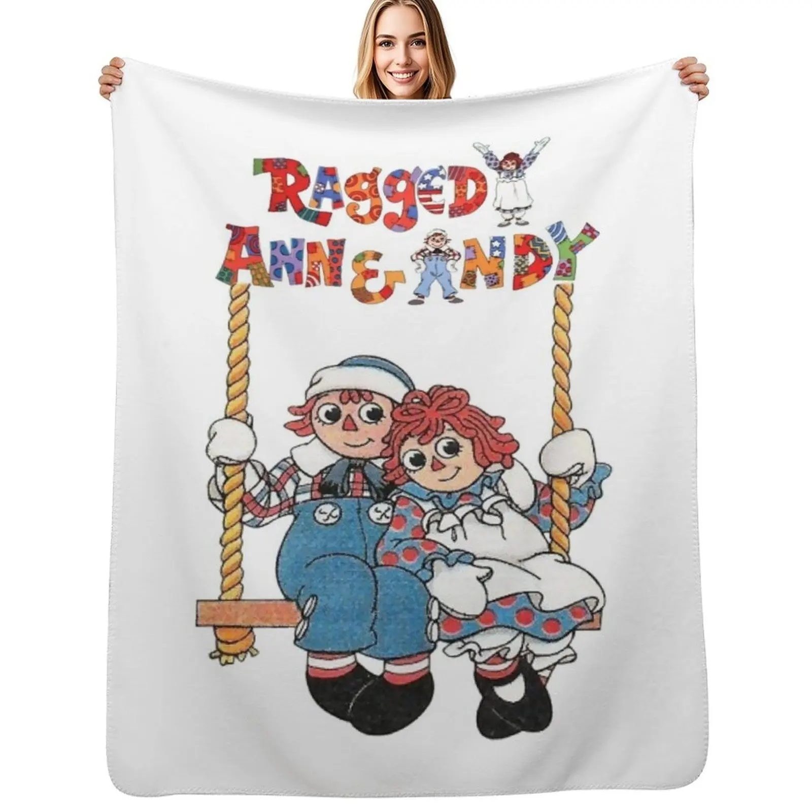Cobertor Raggedy Ann e Raggedy Andy, cobertor macio e quente, presente para os avós