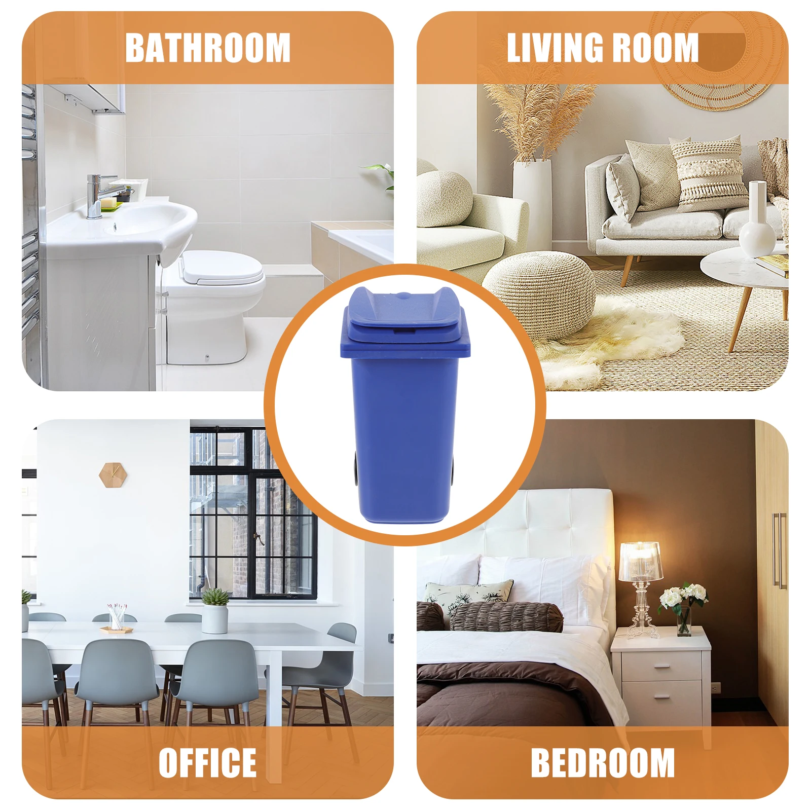 

Garbage Can Mini Recycling Bin Trash Smart Blue Office Cans for under Desk Small with Lid