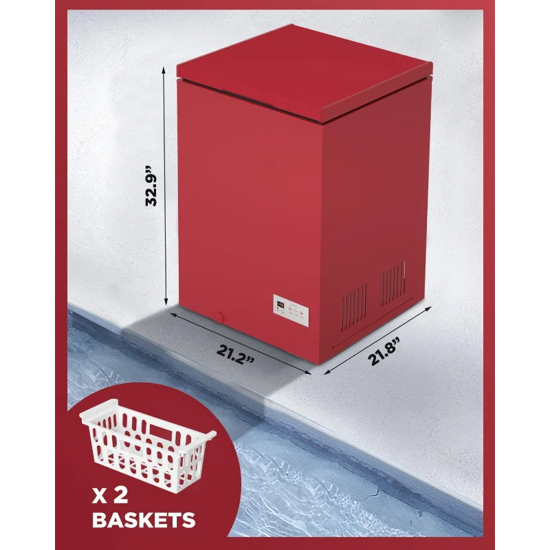 Northair Low temperature Chest Freezer - 3.5 Cu Ft with 2 Removable Baskets - Reach In Freezer Chest - 14℉ to -40℉