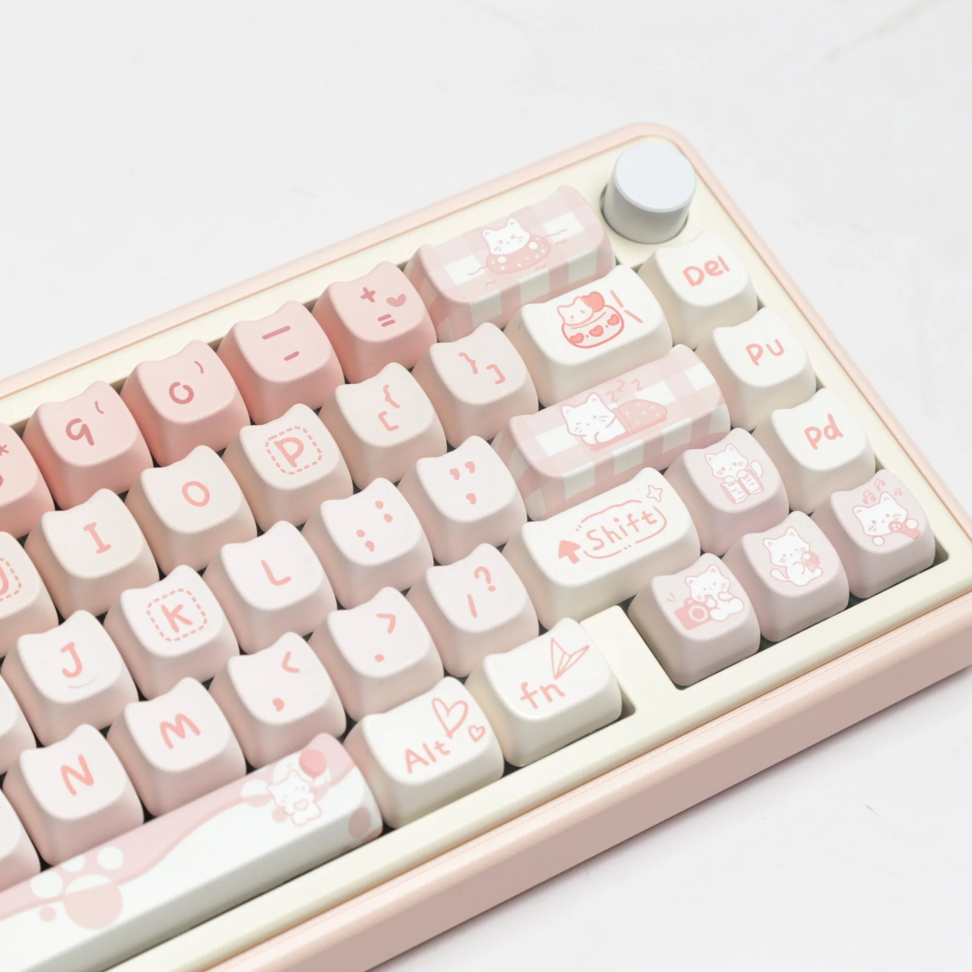 Imagem -05 - Mao-pbt Keycaps para Teclado Mecânico Keycaps Rosa Gato Bonito Dye Sub Jogos Kit de Teclado Gmk