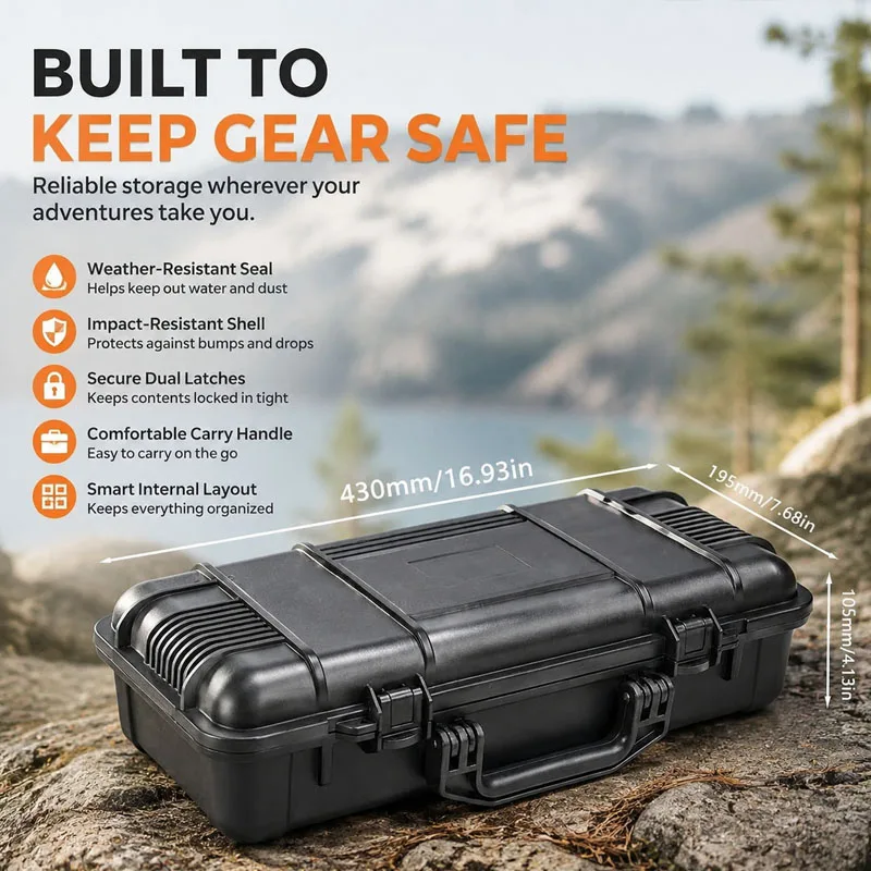 Long Equipment Protection Tool Box, Portable Plastic Safety Box, Instrument Storage and Protection Box with Cushion Sponge.