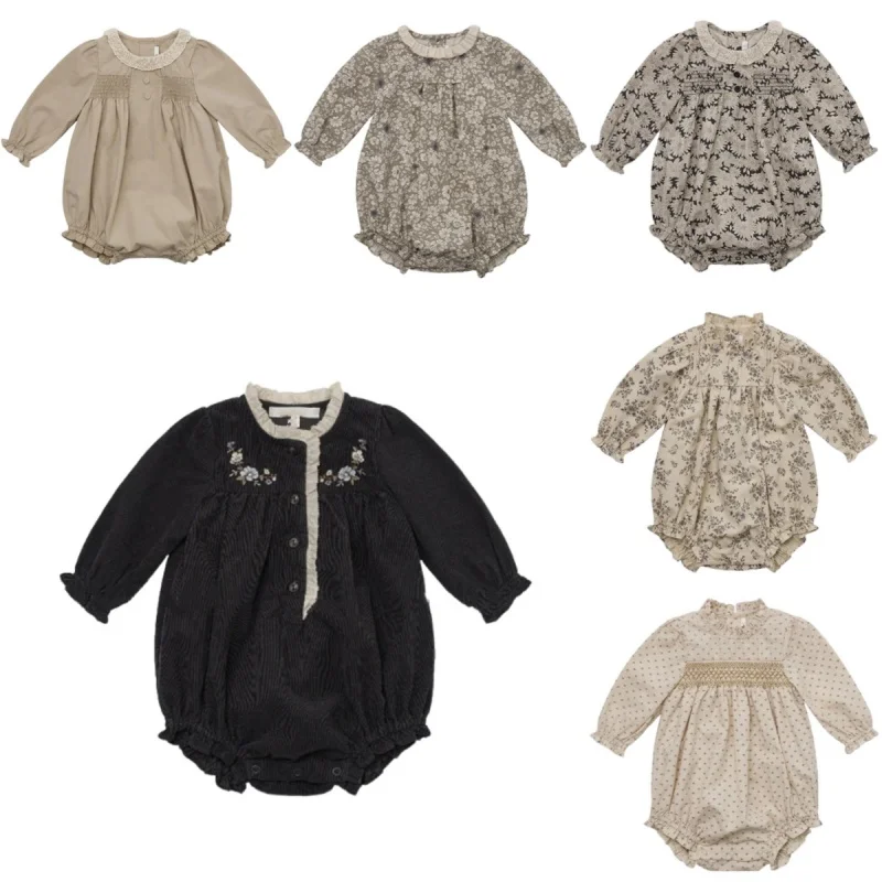 

New 25 Autumn/Winter LOU New Rural Fresh Flower Long Sleeve Bag Hip Baby Crawler Clothes