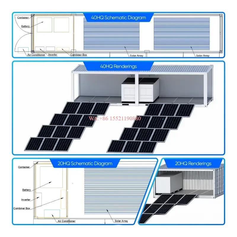 wmwmnu for Sunevo 75KW 150KW Containerized Solar System with 261KWH Liquid Cooled Battery Storage for Off Grid Mining