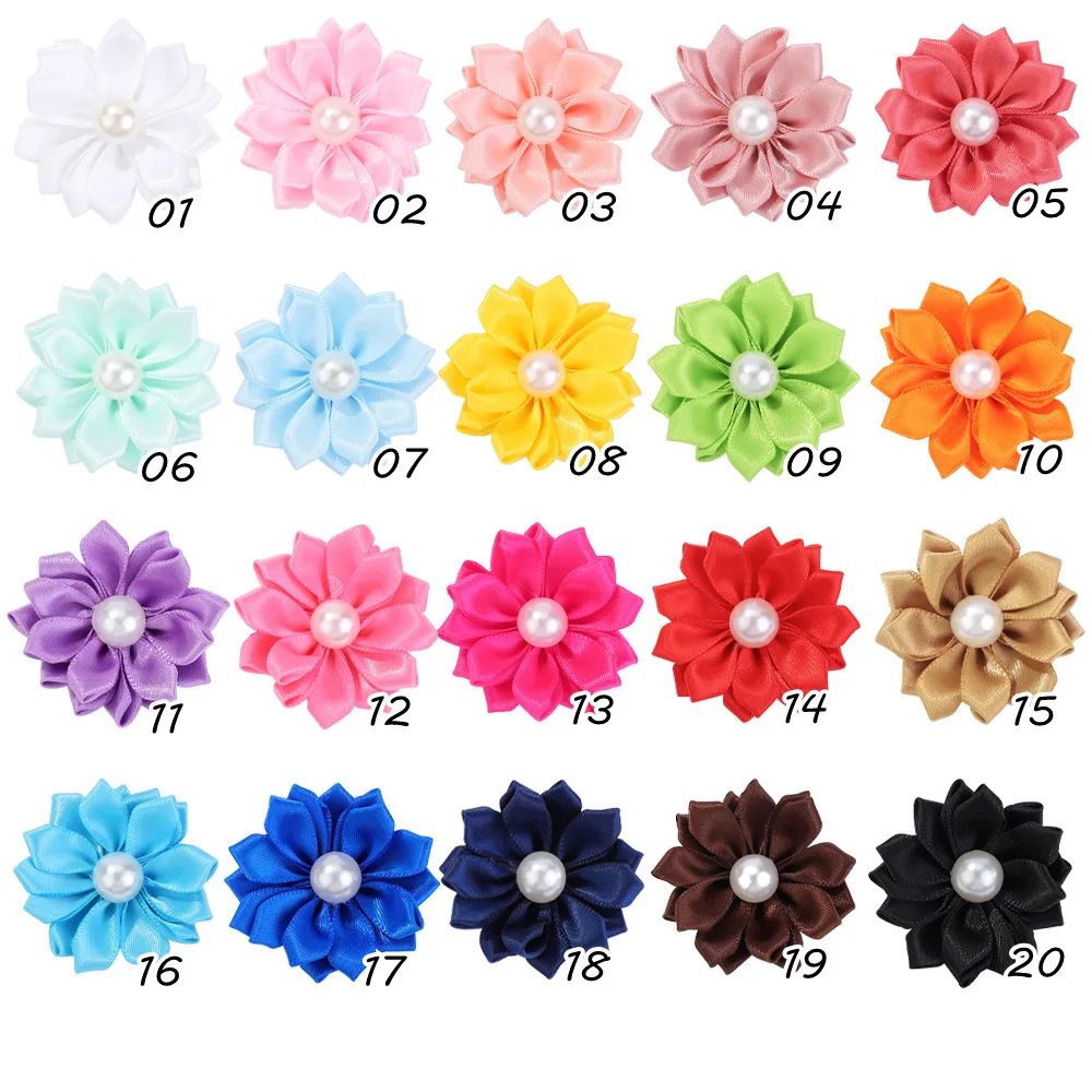 50/100pcs Pet Dog Cute Hair Bows with Pearl Flowers Ribbon Bows Dog Hair Accessory Small Dog Grooming Bows Pet Supplies