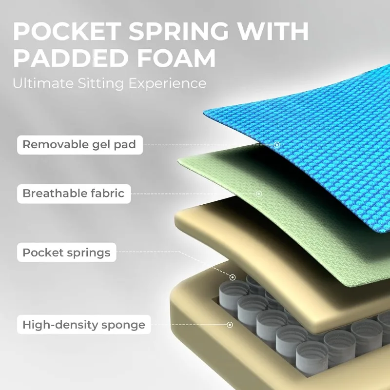 Dowinx Gaming Chair Breathable Fabric Computer Chair with Pocket Spring Cushion, Comfortable Office Chair