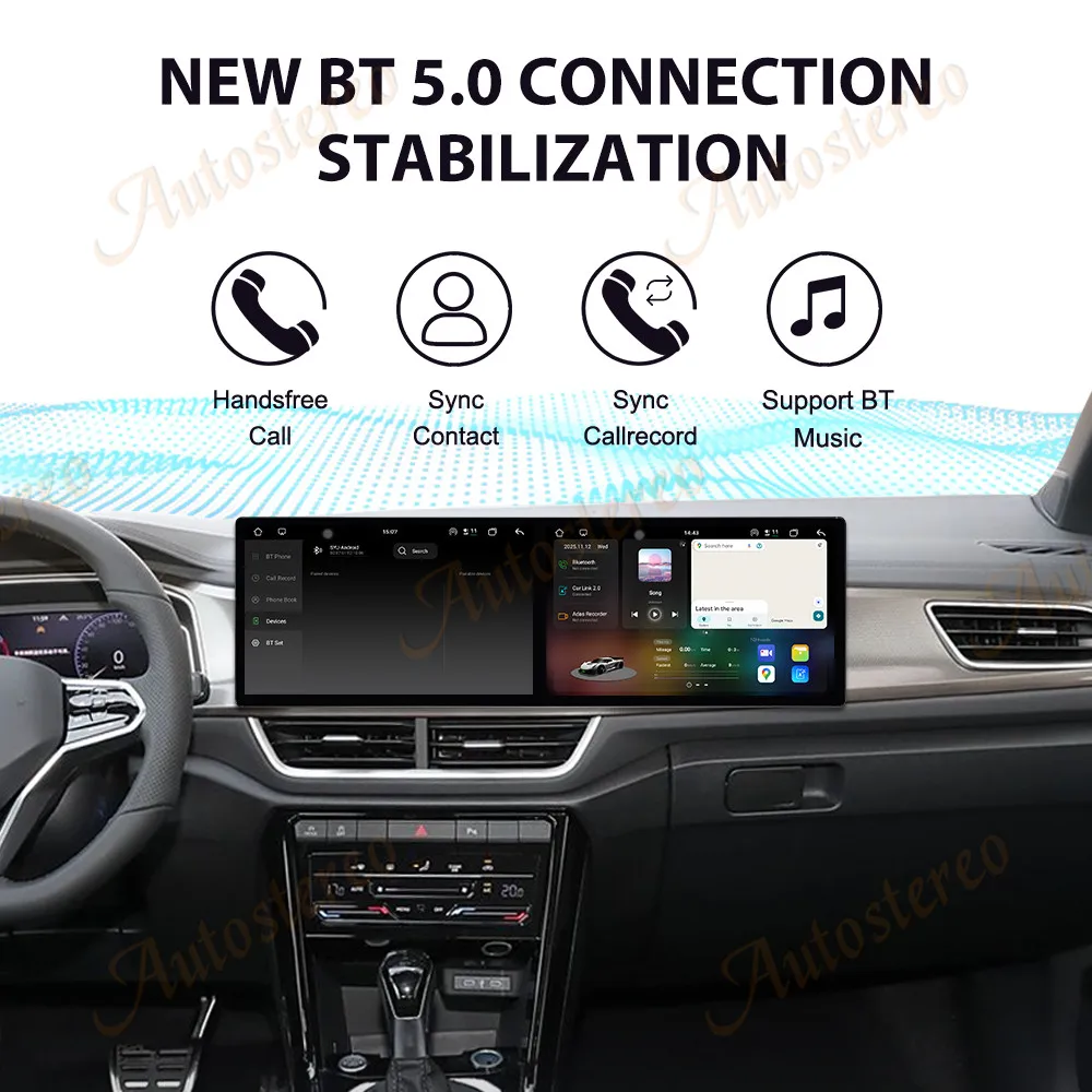Dual Screen 10.1 Android 15 Vertical Style Screen For Volkswagen T-Roc 2023-2024 Car GPS Navigation Multimedia Player Head Unit