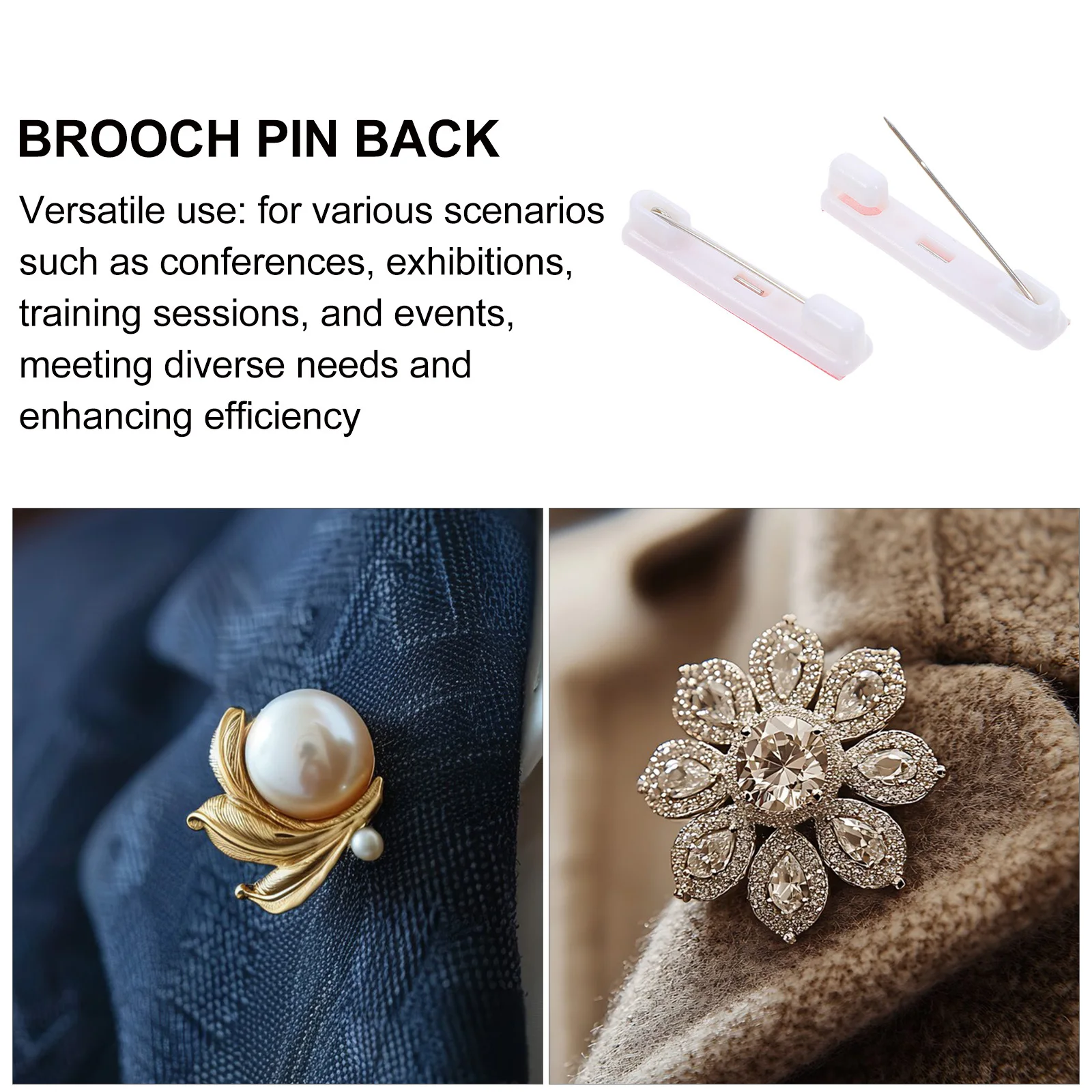 

200Pcs Plastic Badge Pin Holders Adhesive Backing Strong Name Tag Pins for Workplaces Events Exhibitions Brooch Pin Back