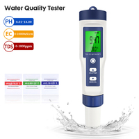 5 in 1 Water Quality Tester Digital TDS/EC/PH/Salinity/Temperature Meter for Pools Aquariums Water Backlight Quality Detector