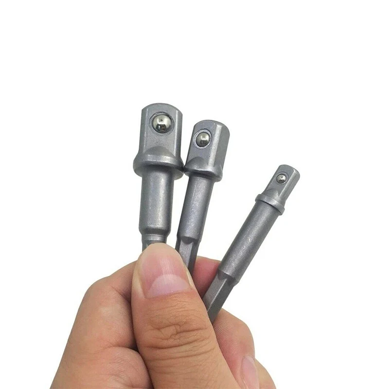 3-teiliger Sechskant-Adapter-Satz für 1/4", 3/8", 1/2" Steckschlüssel, 50mm, Chrom-Vanadium-Stahl, Schlagbohrer-Steckschlüssel-Verlängerungsbit-Sets – Detail 6
