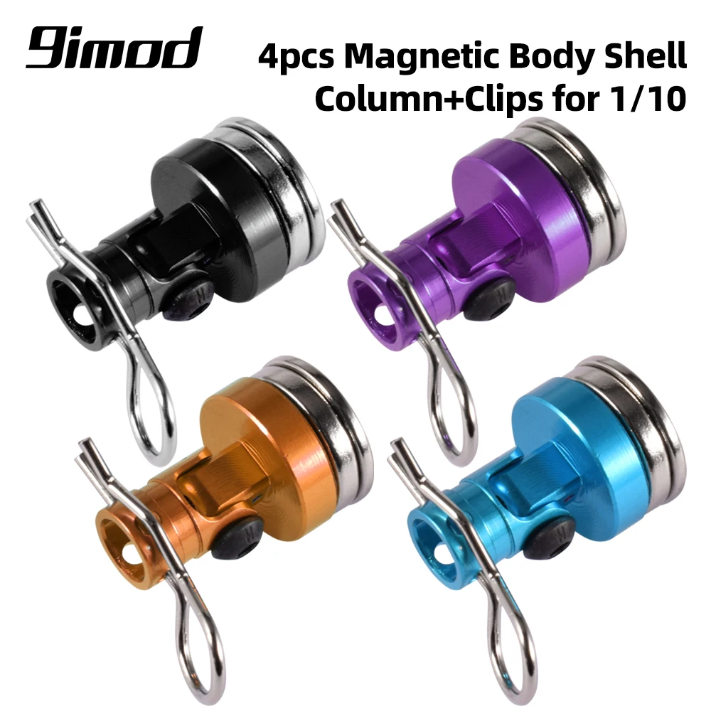 

9IMOD 4pcs RC Magnetic Body Post Metal RC Car Shell Mount Column with Clips for 1/10 Axial SCX10 Traxxas TRX4 D90 HSP Redcat