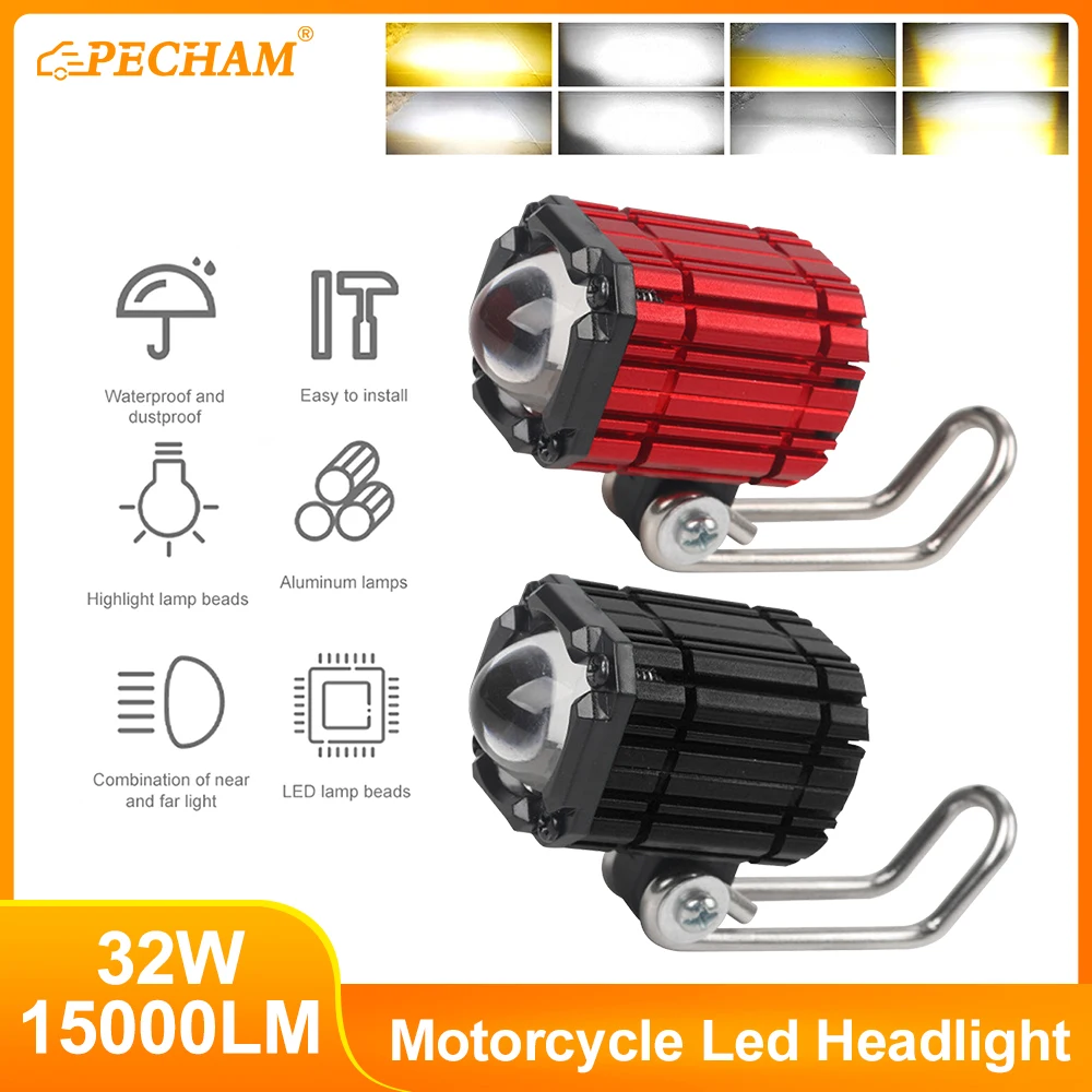 32W Motorcycle Led Headlight Universal Auxiliary Spotlights Waterproof  15000LM Flashing Fog Light Motorcycle Accessories