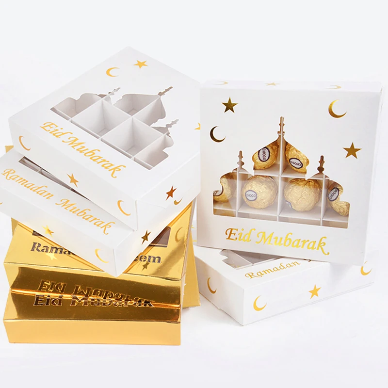 1/3/5pcs Eid Mubarak Candy Chocolates Boxes Ramadan Decoration Cookies Gift Packaging Box For Islamic Muslim Home Party Supplies