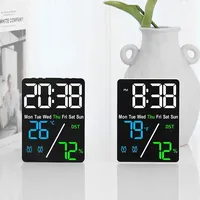 Digital Wall Clock Large LED Screen Temperature Humidity Display Electronic Alarm Clock Creative Home Decor Wall-mounted Clocks