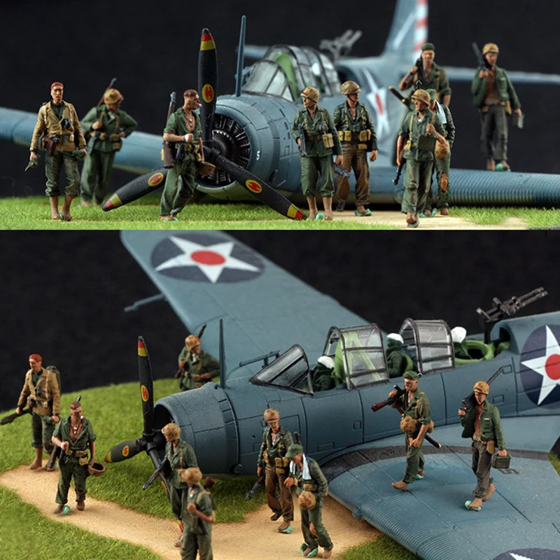 

Масштабная модель 1:72 из смолы: 9 солдат США + 1 собака, подходит для сцен с танками, коллекционные декоративные подарки для демонстрации