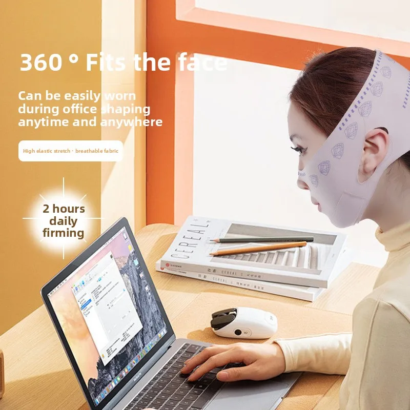 Dubbellaags V-Lift gezichtsmasker - contourband voor kaaklijndefinitie en nasolabiale vouwreductie Niet-chirurgisch afslankapparaat