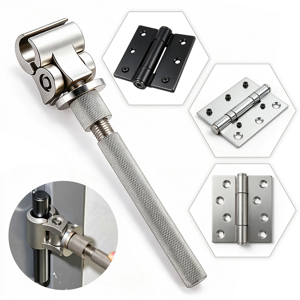 Door Hinge Adjustment Tool Stainless Steel Adjustable Gap Fixing Wrench for Interior Exterior Doors Fixing Sagging Jammed Repair