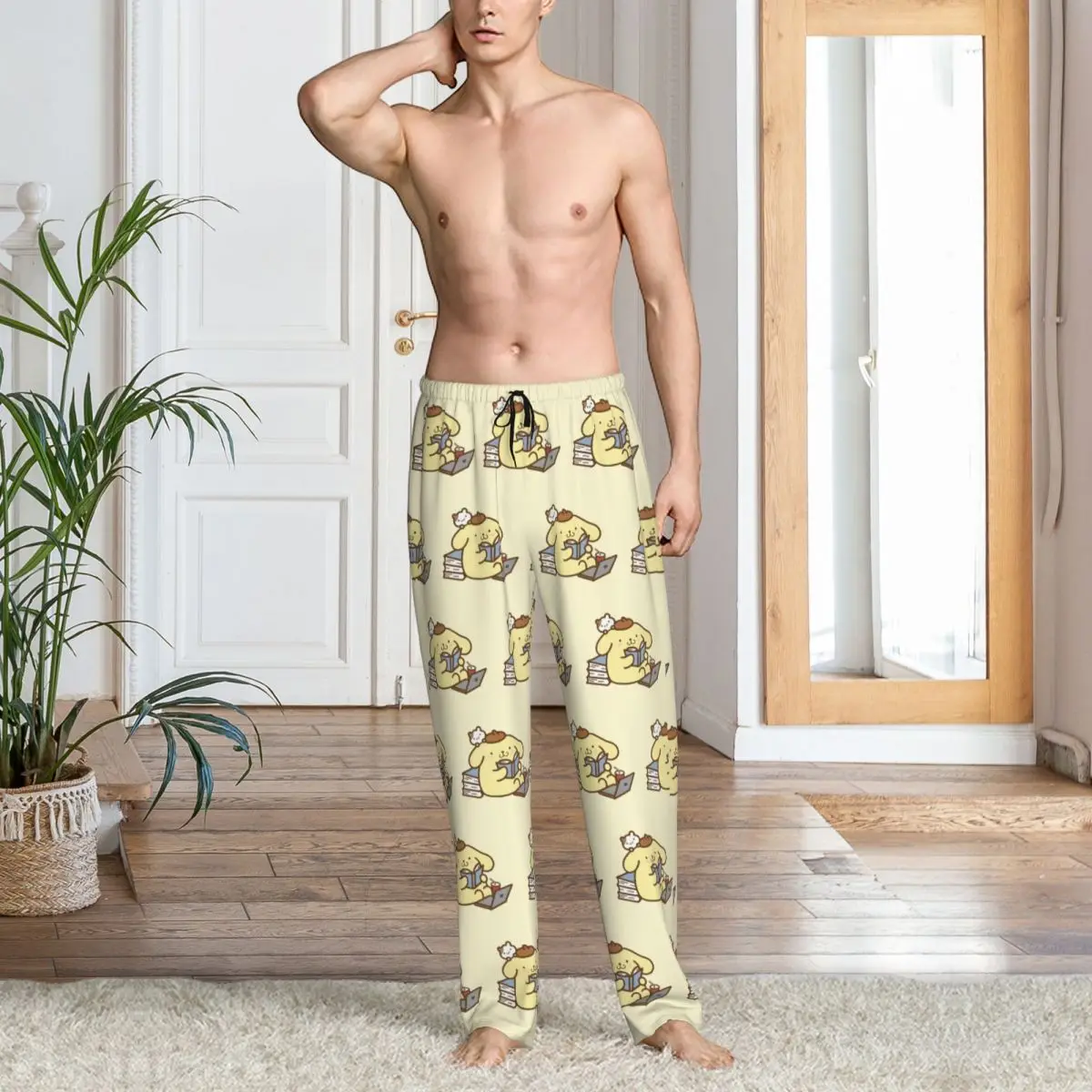 Custom Pompompurin Pajama Pants Men's Kawaii Lounge Sleep Drawstring Sleepwear Bottoms with Pockets