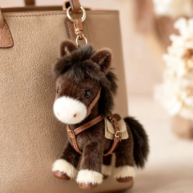 Plüsch-Pferd-Schlüsselanhänger, Sternzeichen-Pferd-Charm, Stofftier-Anhänger für Tasche, Geldbörse, Rucksack, Neujahrs-Glücksbringer, Geschenk, Dekoration