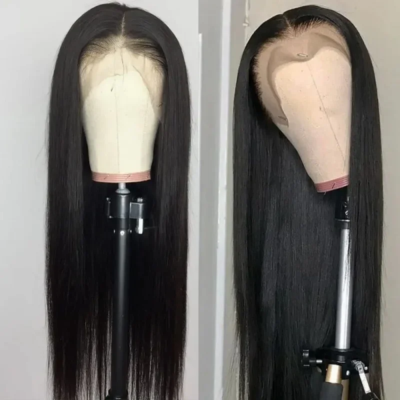 

Black Long 26Inch Glueless 200Density Silk Straight Lace 5x5 Silk Base Human Hair Wig For Women BabyHair Preplucked
