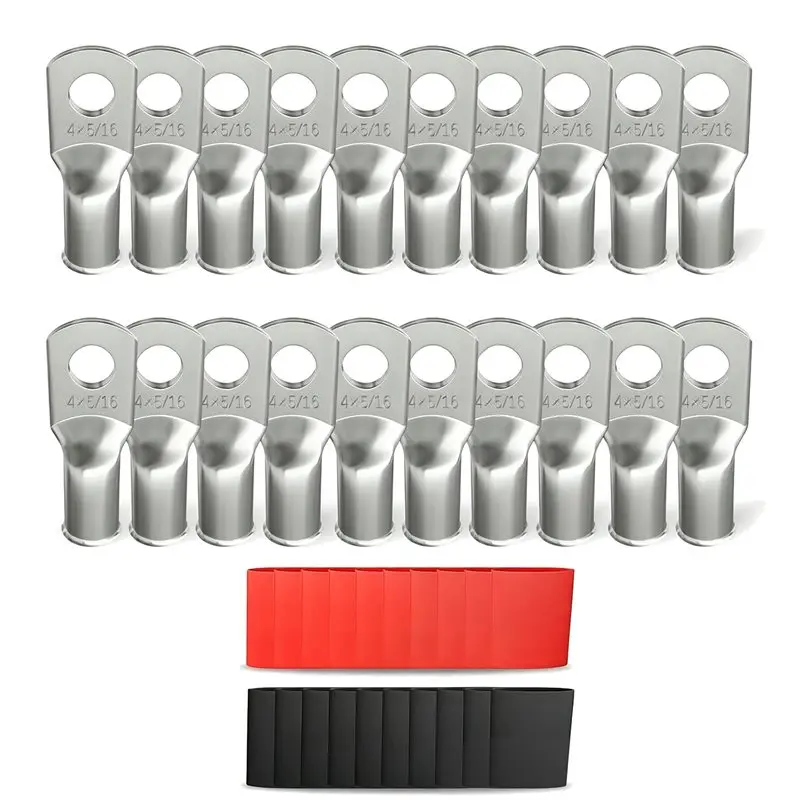 AB33-Heavy Duty 4AWG-5/16 Marine Grade Wire Terminals(20PCS), Double Wall Heat Shrink Tubing, Cable Lugs& Tubular Ring Terminal