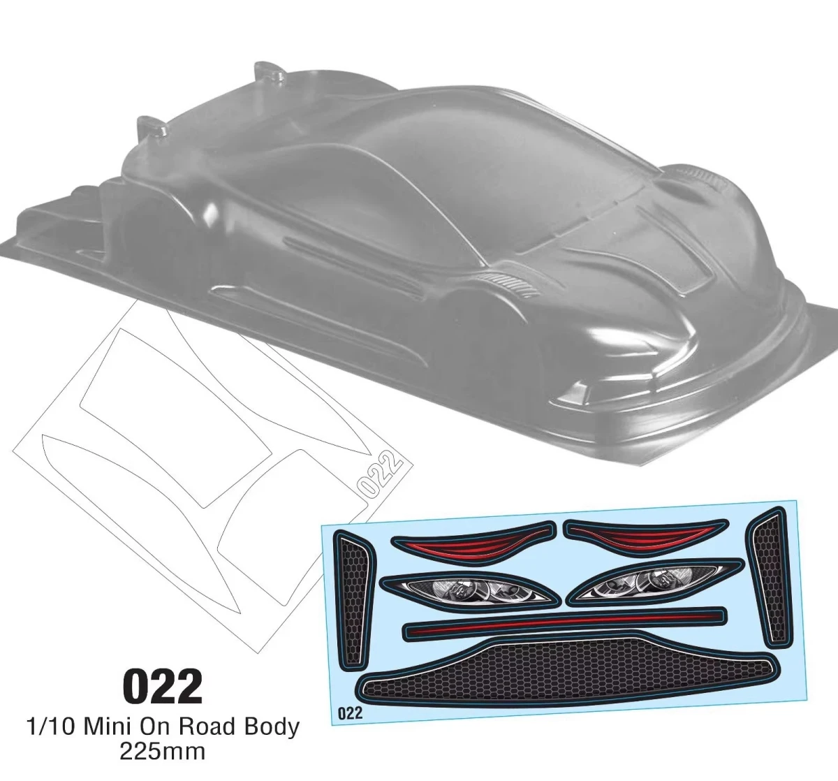 

022 1/10 Mini On Road Car Прозрачный корпус радиоуправляемого кузова (колесная база 25 мм) для шасси Tamiya M