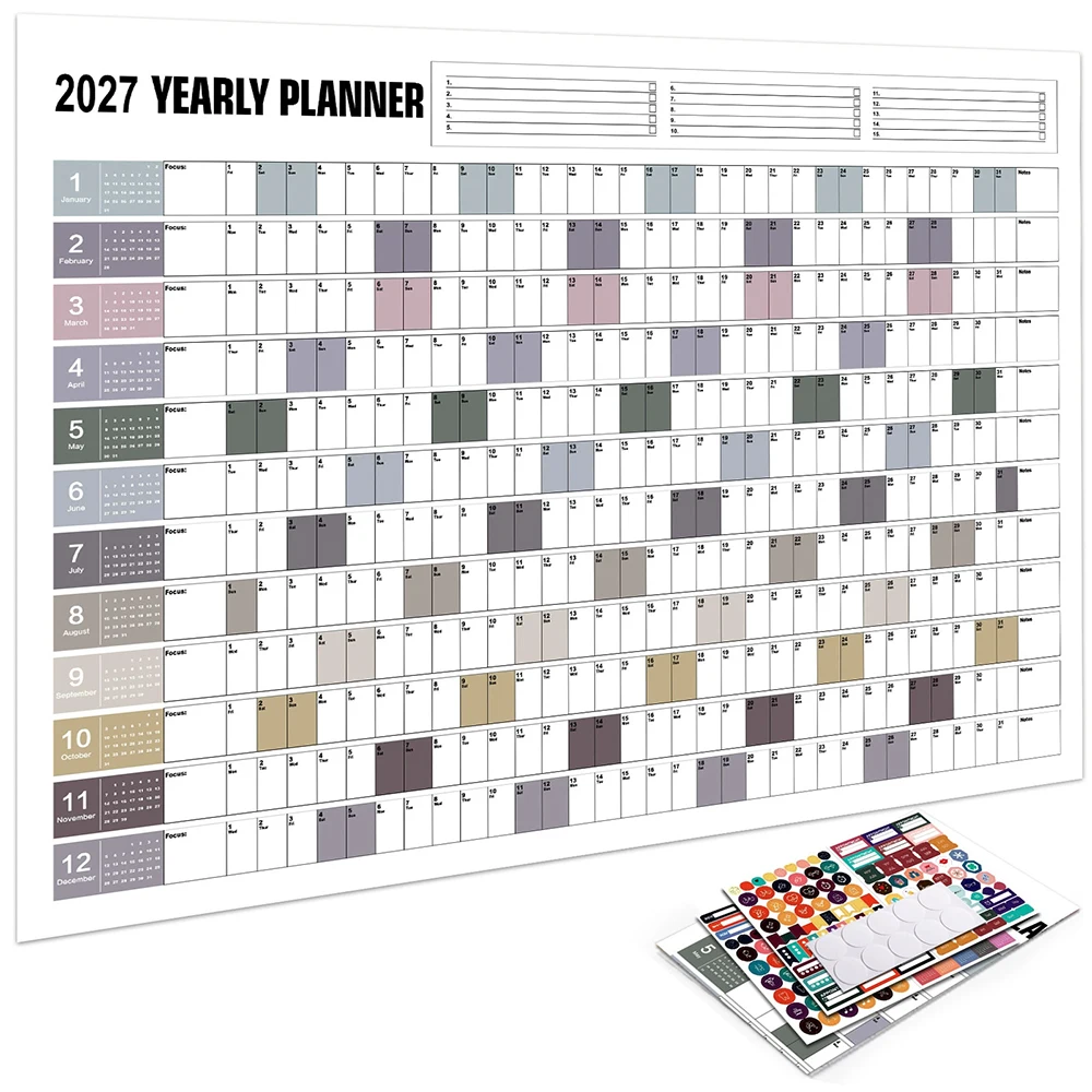 2027 Large Reusable Wall Poster Calendar Kawaii Monthly Schedule Planner To Do List Target Tracker Office Organizer Supplies