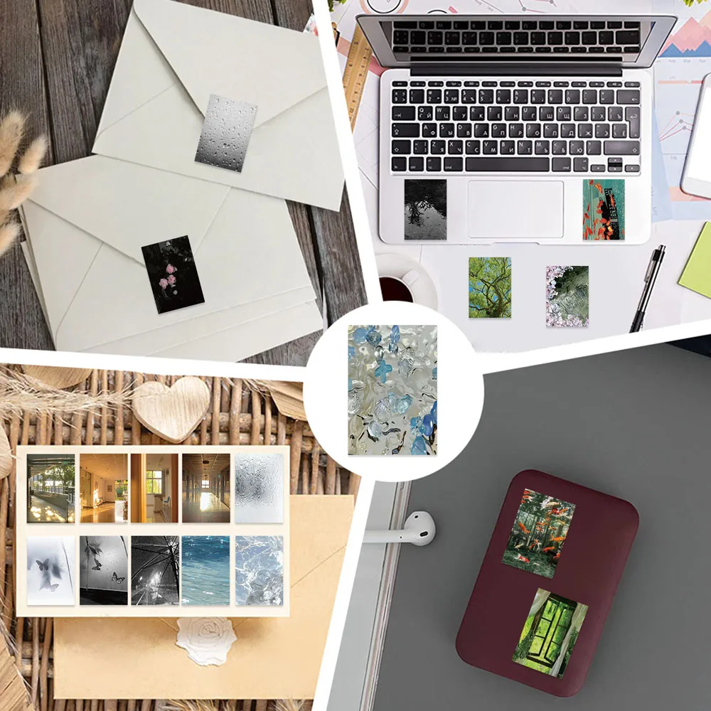 اليابانية ختم ملصقات فيلم سجل القصاصات مجلة DIY أعواد تزيين نباتات الغابات الطبيعية ملصقات المناظر الطبيعية