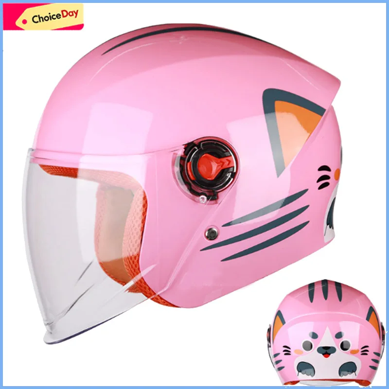 Lightweight Half Helmets Cute Universal Safety Helmets cartoon cat Boys and Girls Children\'s Helmets Safety Baby Electric Car