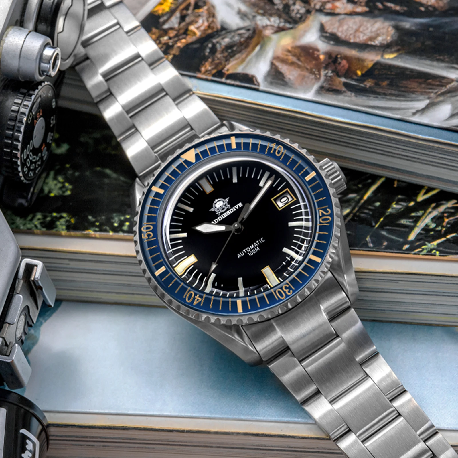 ADDIESDIVE Top Brand Sapphire NH35 Automatic Mechnical Man Watch 100m Waterproof Super Luminous Stainless Steel Diver's Watches