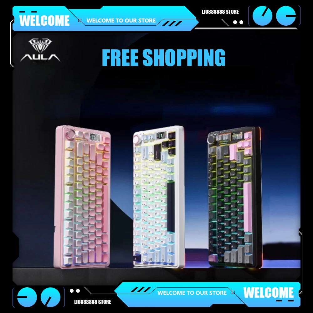 

AULA S75Pro Mechanical Keyboard Tri Mode Wireless Keyboard Gasket RGB 4000mAh Screen Gaming Keyboard PC Accessories Gamer Gifts