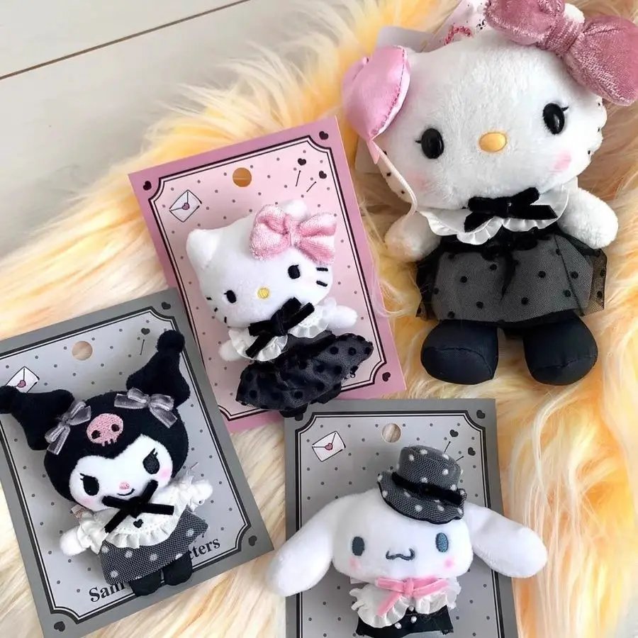 Hello Kitty pluche sleutelhanger Miniso echte zwarte jurk KT Cat Series knuffels pop accessoires tas hanger rugzak decoratie