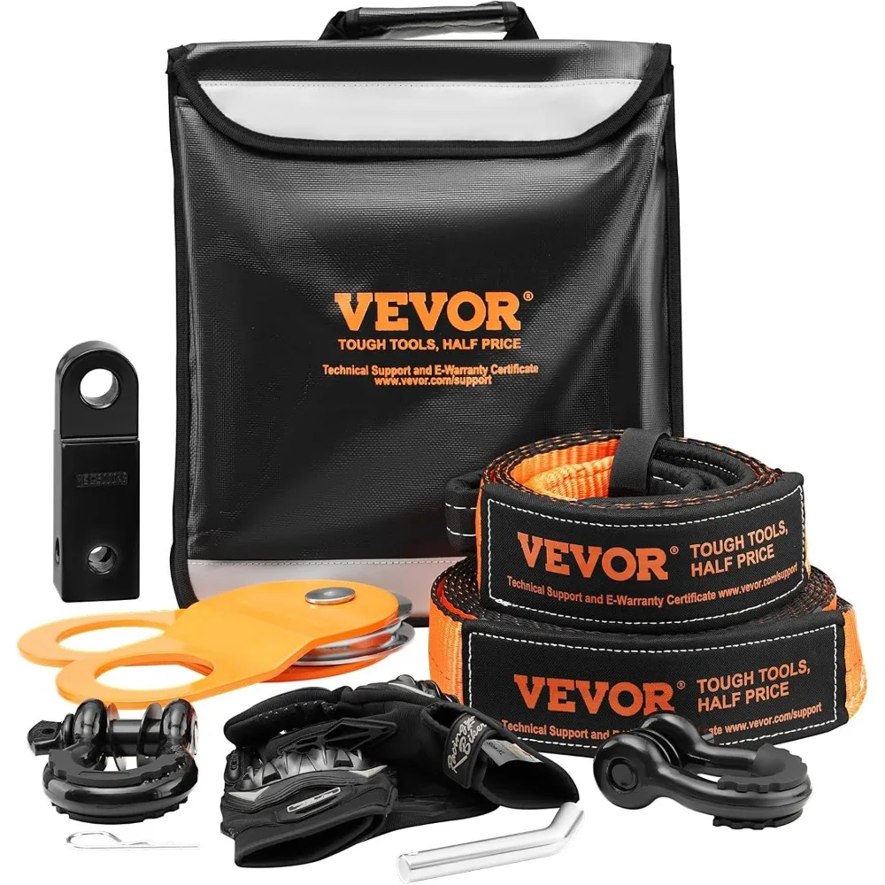 

Off-Road Recovery Kit, 3" x 30' Tow Straps Heavy Duty with Hooks 30,000 lbs Winch Strap Kit, 44092 lbs D-Ring Shackles, Shackle