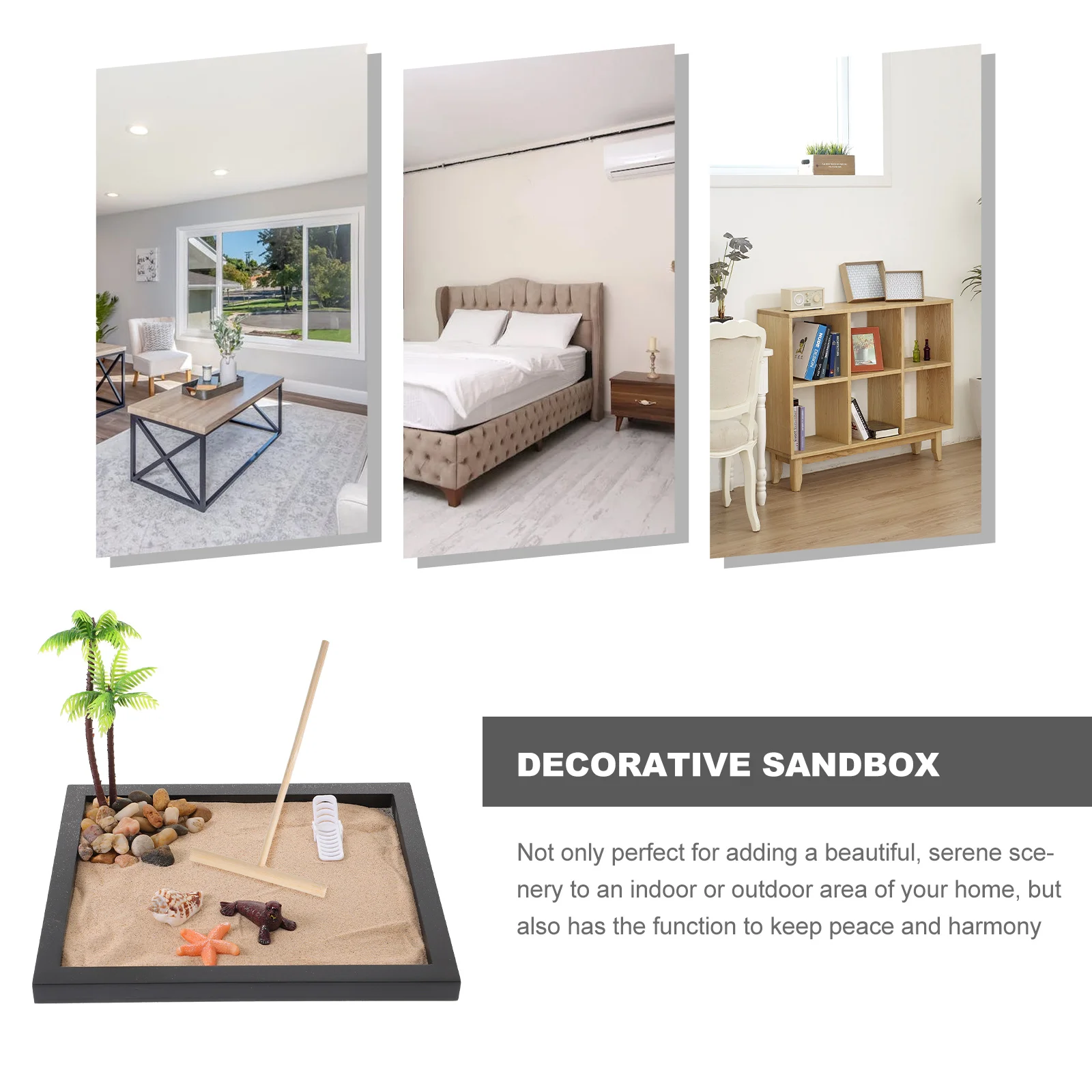 1 Set Japanese Style Sand Beach Desktop Mini Seaside Beach Landscape Decoration zen sand beach mini zen sand beach for desk